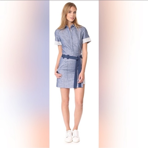 Grey by Jason Wu denims chambray dress 8 cotton linen pockets casual blue shirt - Picture 3 of 13